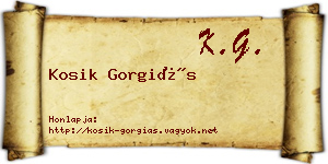 Kosik Gorgiás névjegykártya